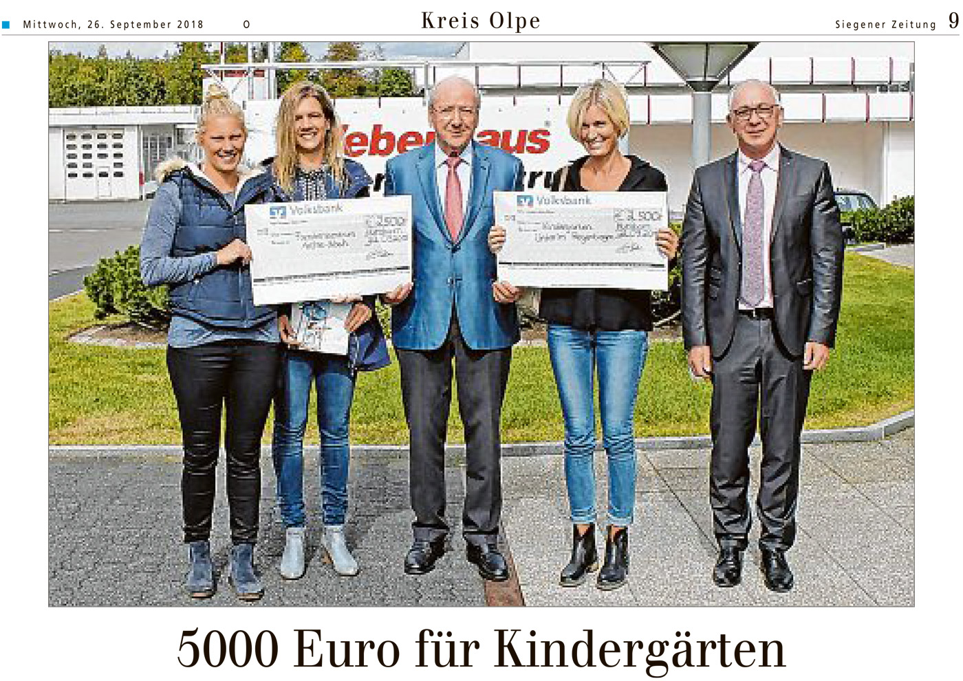 “5000 EURO für Kindergärten” – Siegener Zeitung